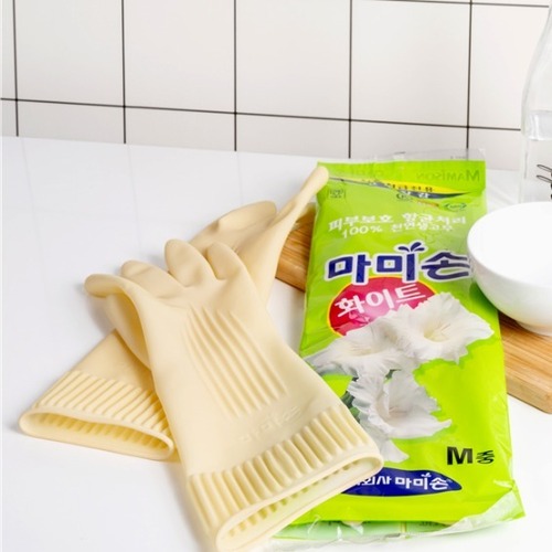 마미손 식품용 조리용 중형 고무장갑 화이트 M