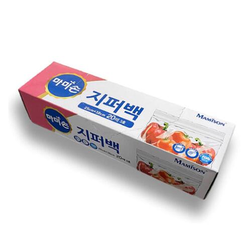 마미손 크린 비닐백 위생백 지퍼백 3호 중형 20매 25X30