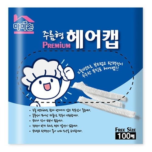 마미손 뽑아쓰는 일회용 염색 주름형 부직포 헤어캡 고중량 18g 백색 100매