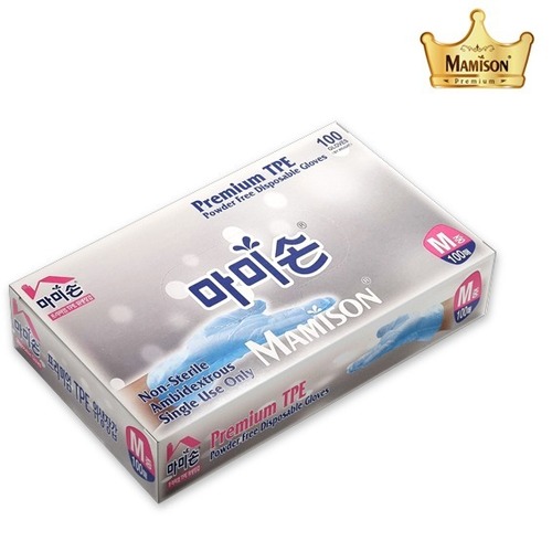 마미손 TPE 일회용 식품용 위생 니트릴 장갑 대형 중형 블루 화이트 100매