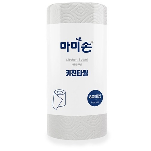 마미손 깔끔하게 뜯어쓰는 2겹 키친타월 롤형 화이트 80매