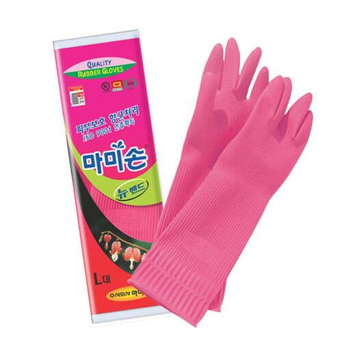 마미손 주방용 설거지 뉴밴드 대형 고무장갑 분홍 L