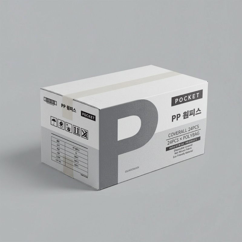 가드맨 PP 원피스 작업복 회색 포켓형 1BOX (24벌)