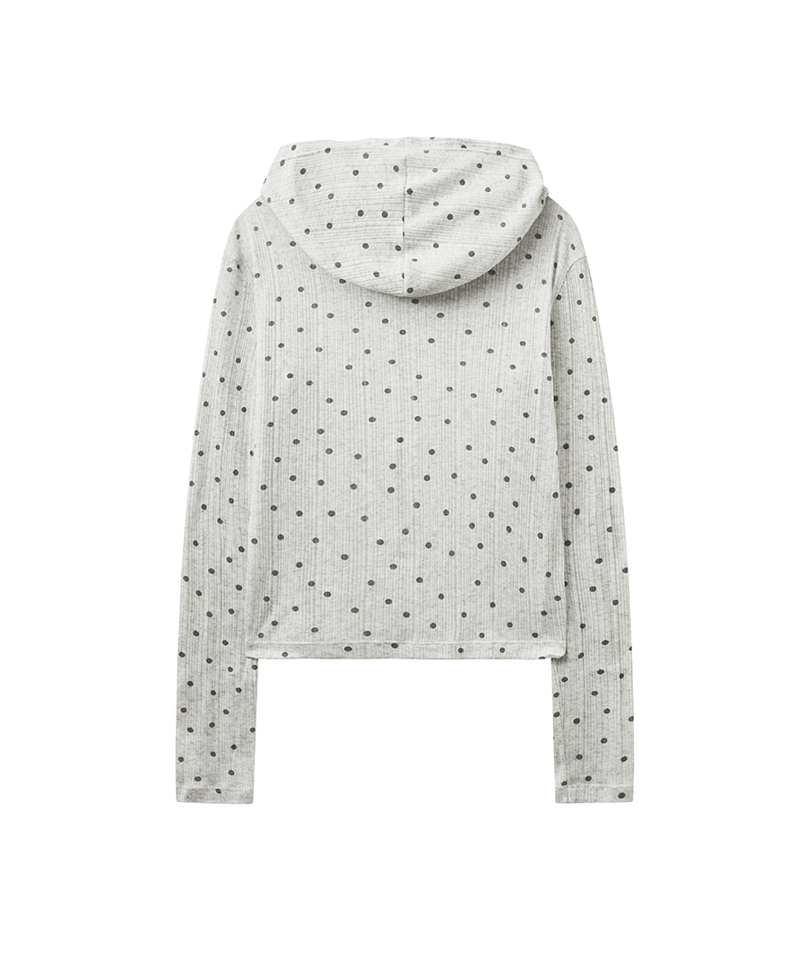 Dot see-through Hoodie Zip-up White Melange | RENSE