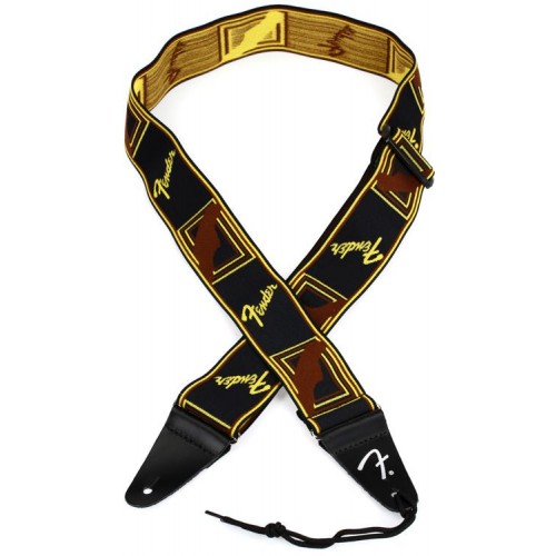 Fender WeighLess Guitar Strap - Black/Yellow/Brown