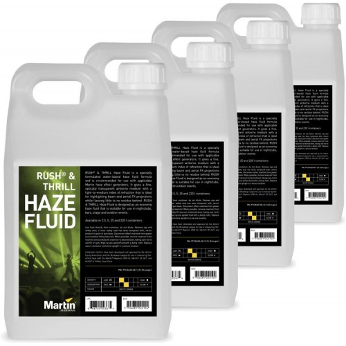 Martin Lighting RUSH &amp; THRILL Water-based Haze Fluid - 2.5 Liters (4-pack)