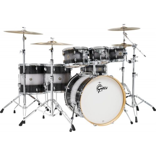 Gretsch Drums Catalina Maple CM1-E826P 7-piece Shell Pack with Snare Drum - Black Stardust Silver Duco
