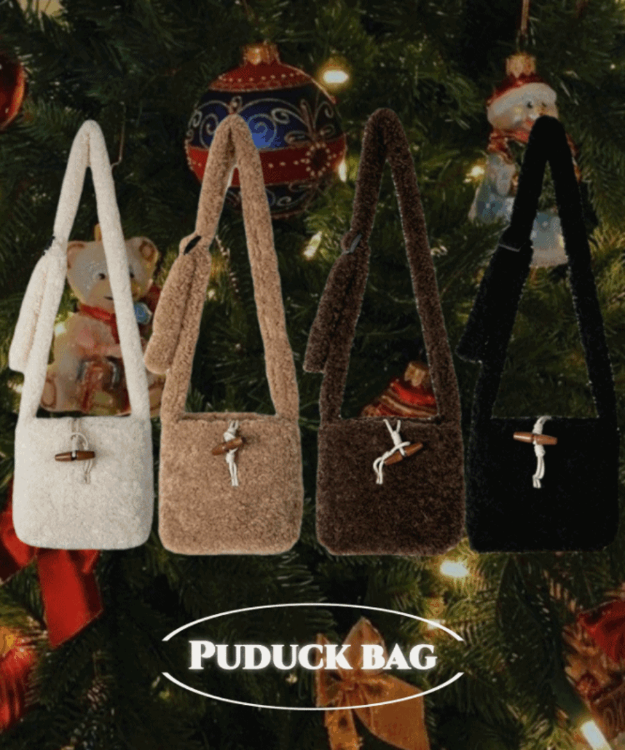 [폭닥따뜻💕]푸덕백 poduck bag 뽀글이 양털백 떡볶이 미니 크로스백