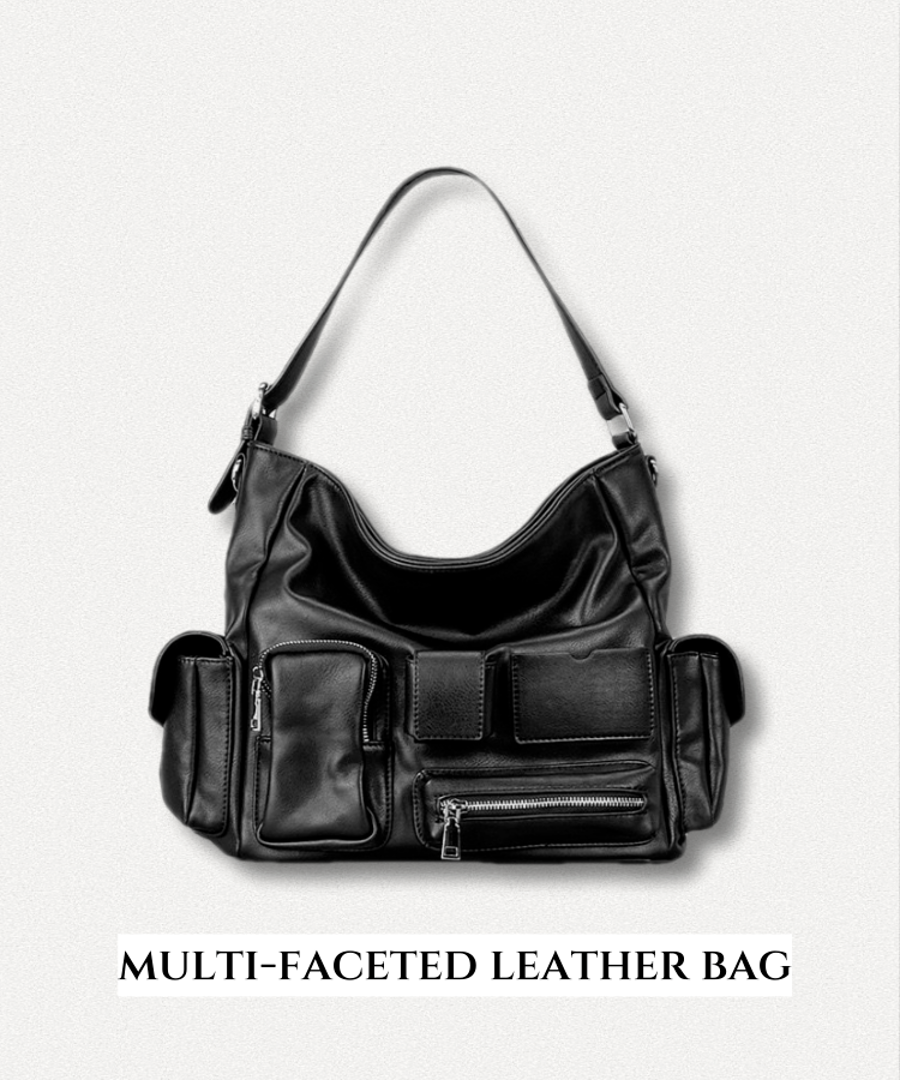 다방면 레더백 multi-faceted leather bag 포켓 비건레더 숄더백