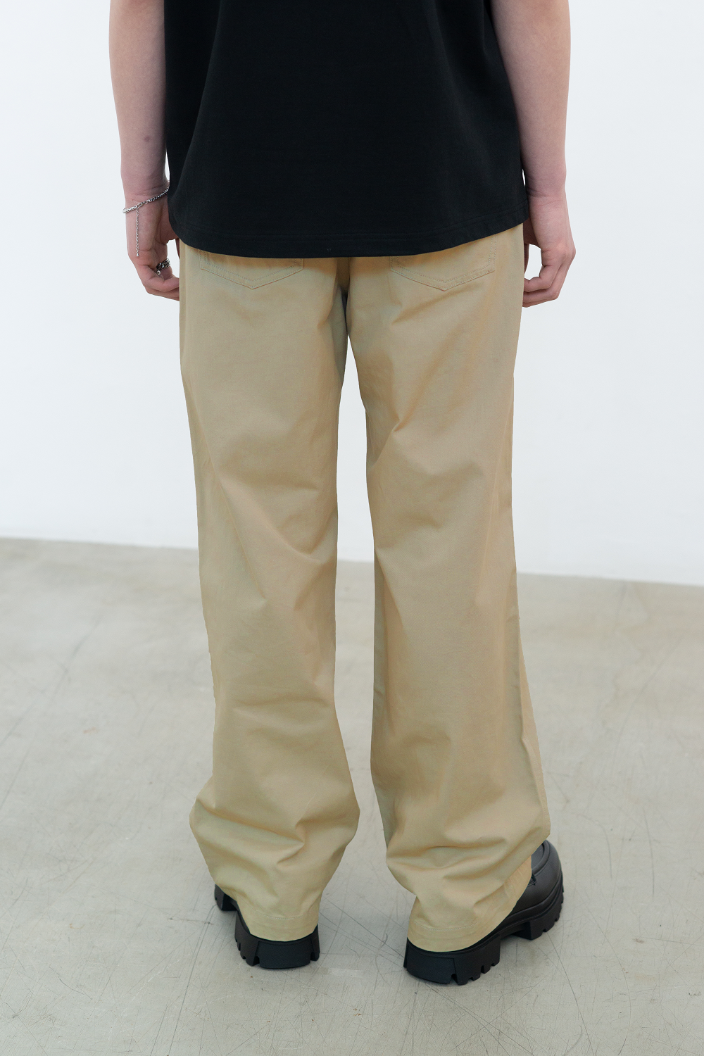 ACEI  TWILL COTTON WIDE TUCK PANTS