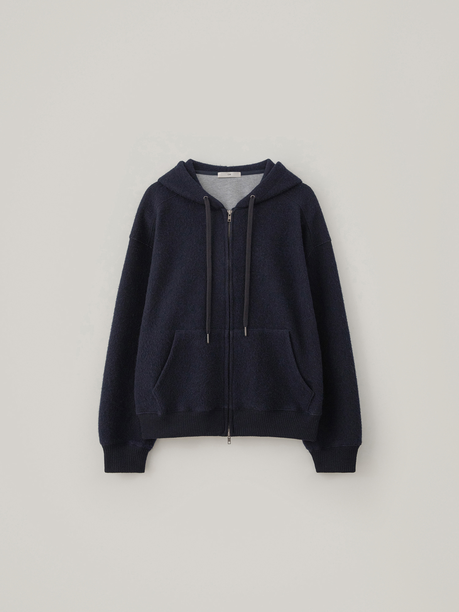 Wool Hoodie Zip-Up - Navy - CHE-SEOUL