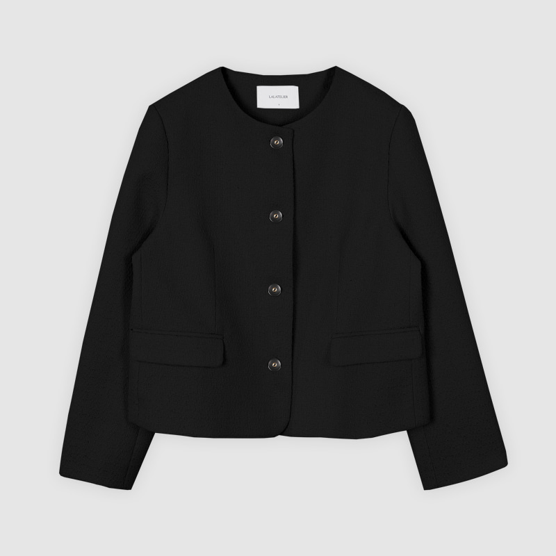 Hag tweed short jacket (Black) | LAUATELIER