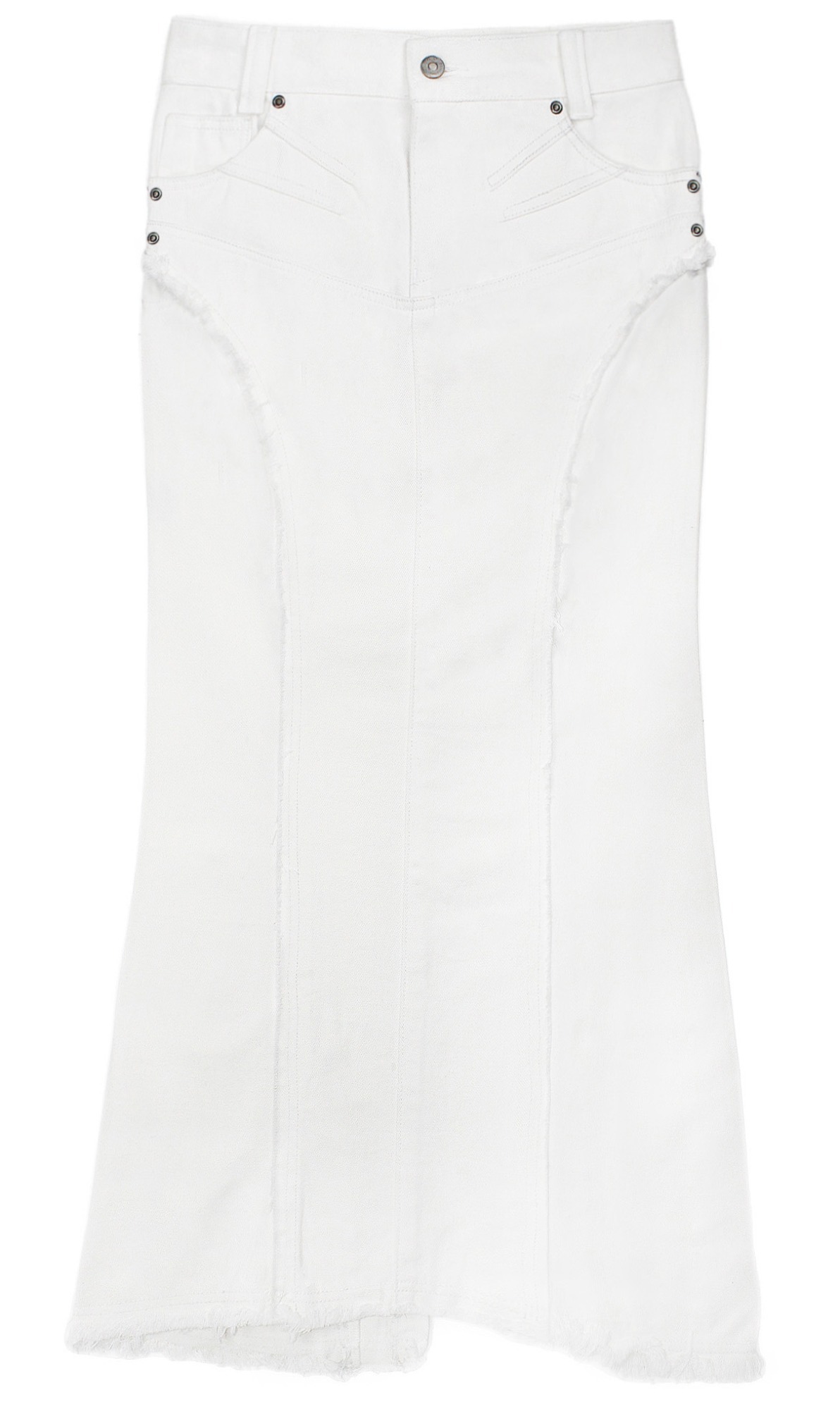 【BONNAE】Women Washed Denim Skirt White Washed denim skirt (White) - bonnae