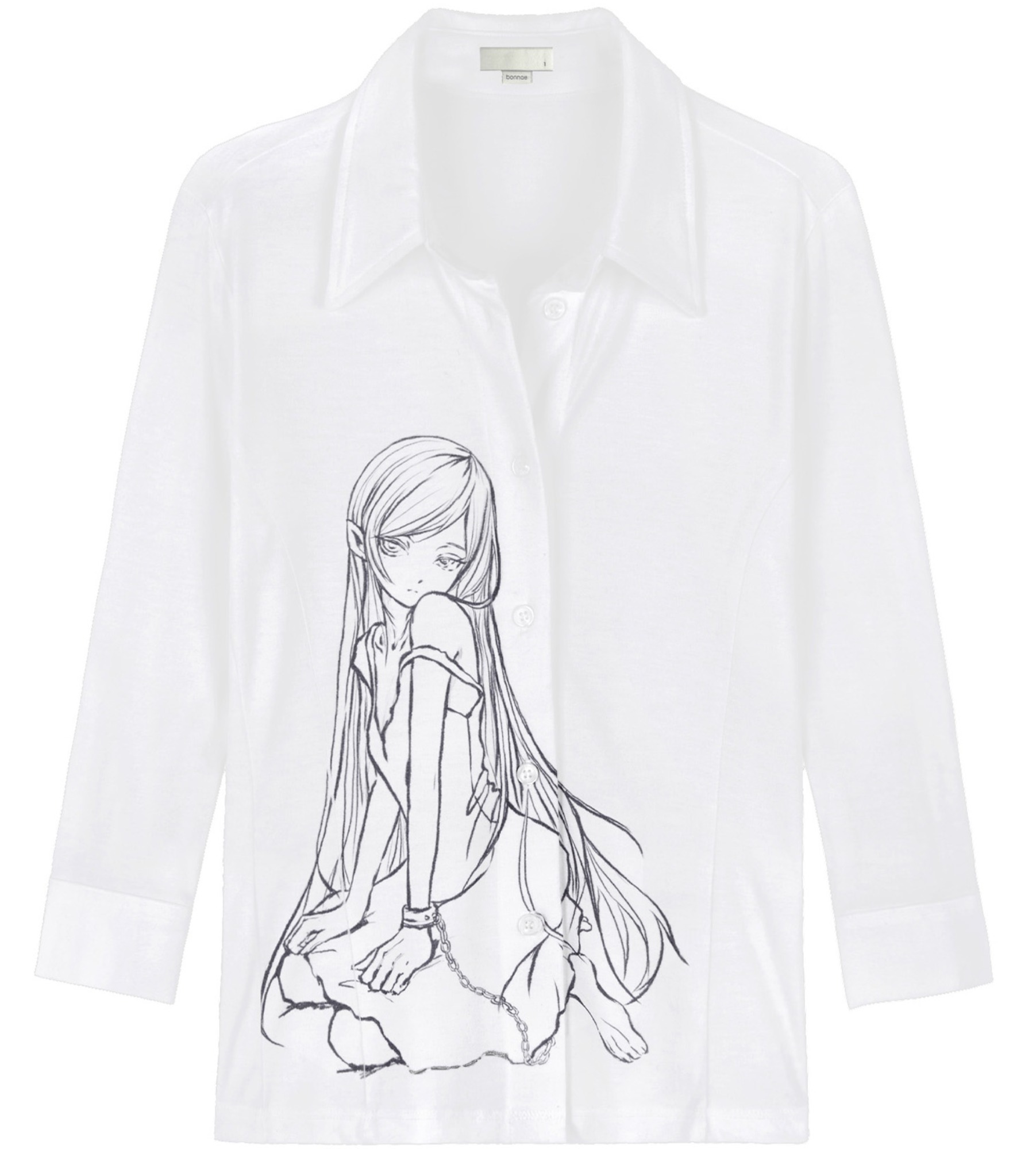 Three-quarter sleeve shirt (White)