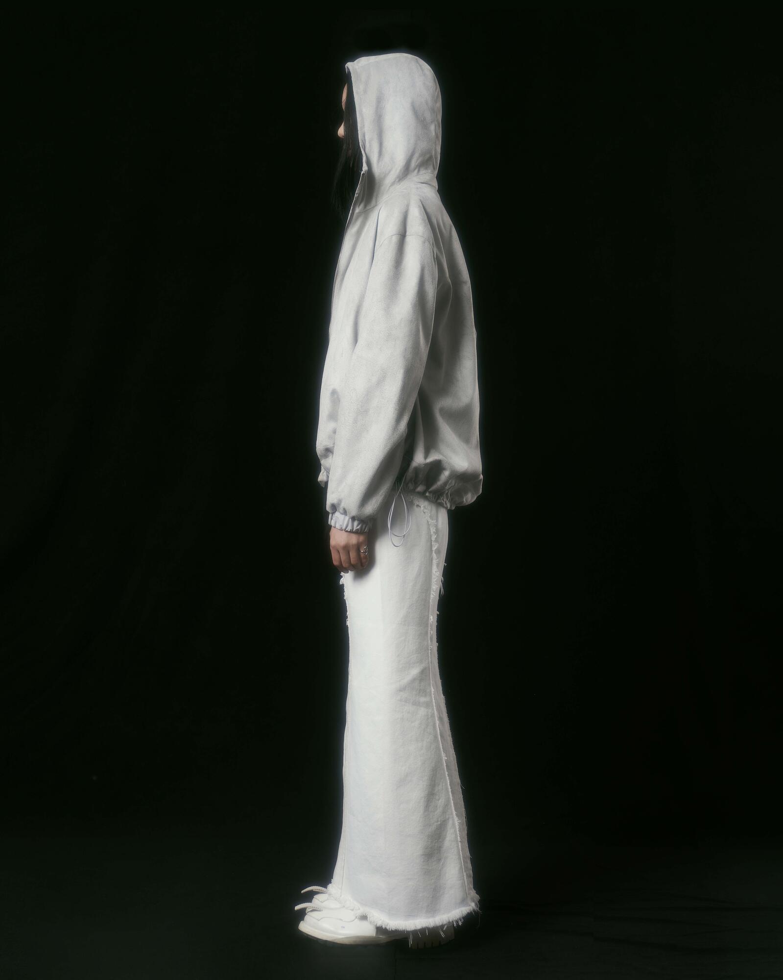 Washed denim skirt (White) - bonnae