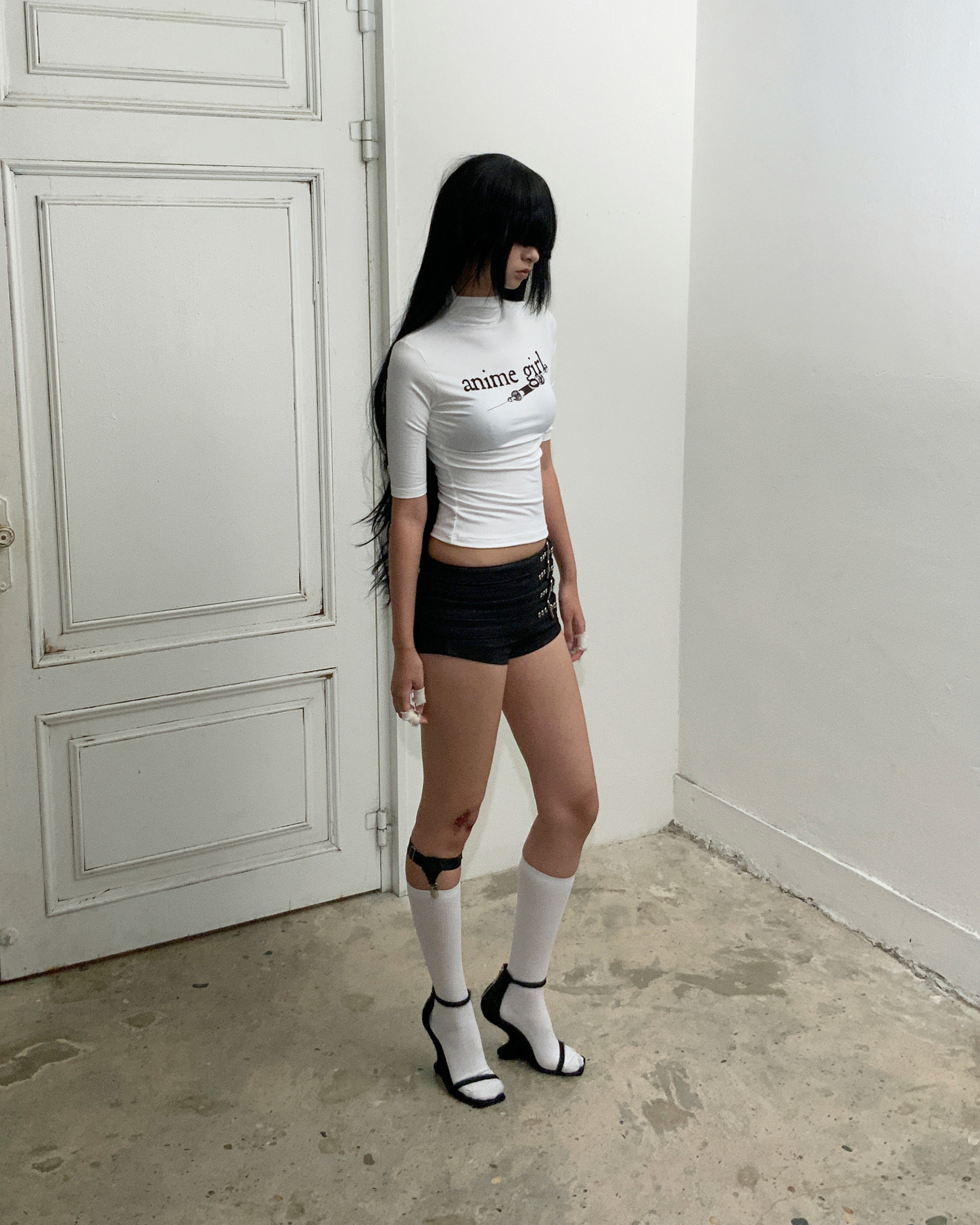 トップス BONNAE Anime Mock Neck Top Anime mock neck top (White) - bonnae