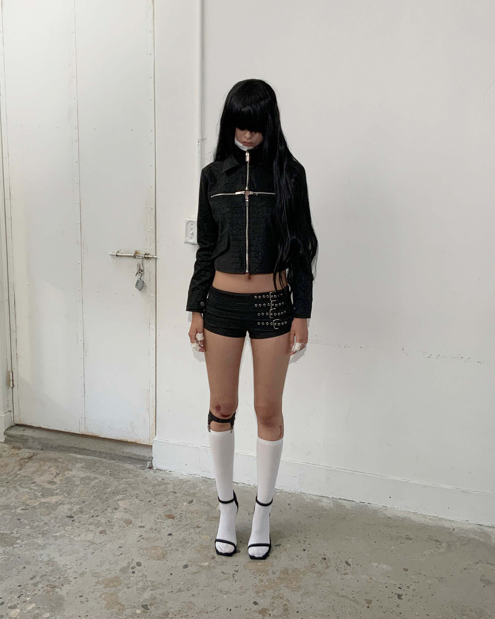 (サイズ1) bonnae strap micro shorts (Black) Belted micro shorts (Black) | bonnae