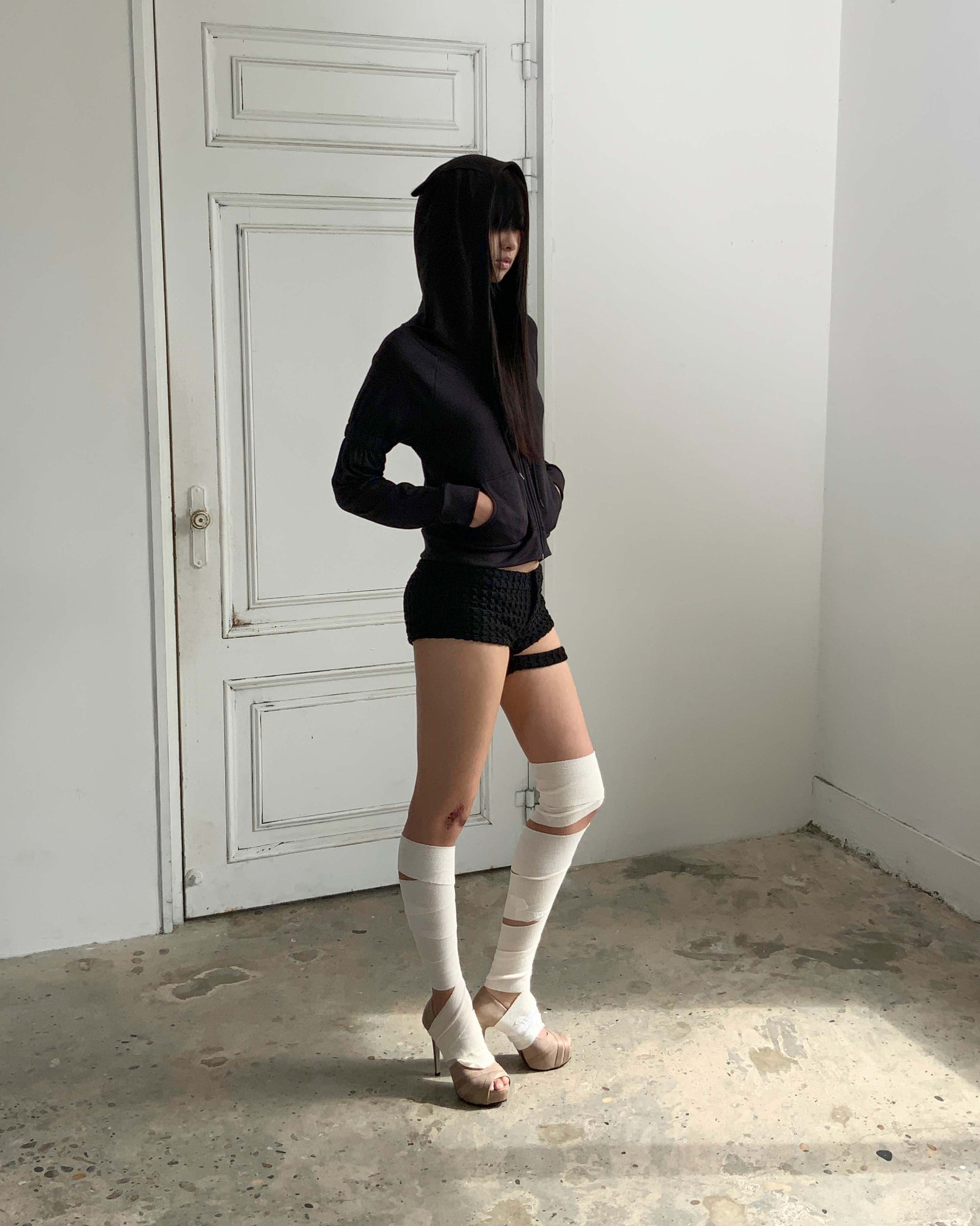 Strap micro shorts (Black) | bonnae