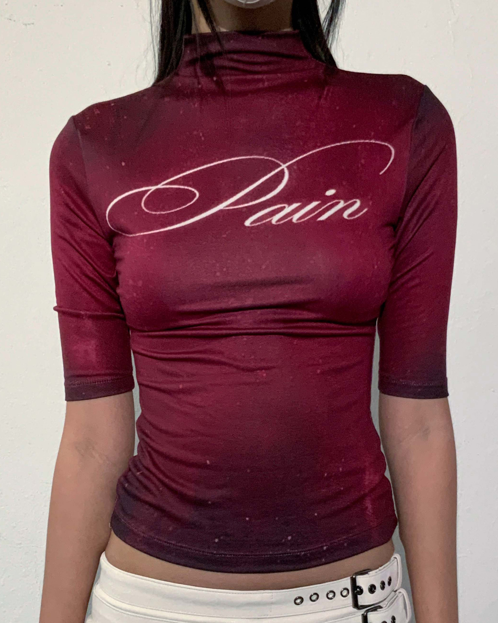 Pain mock neck top (Red) | bonnae