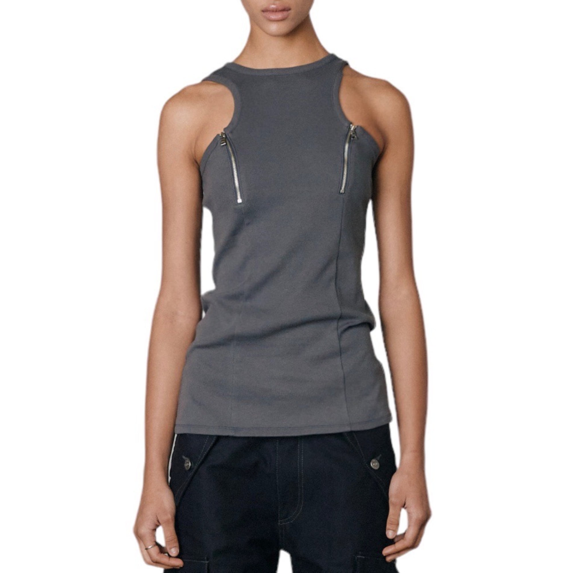 zipper sleeveless (gray)