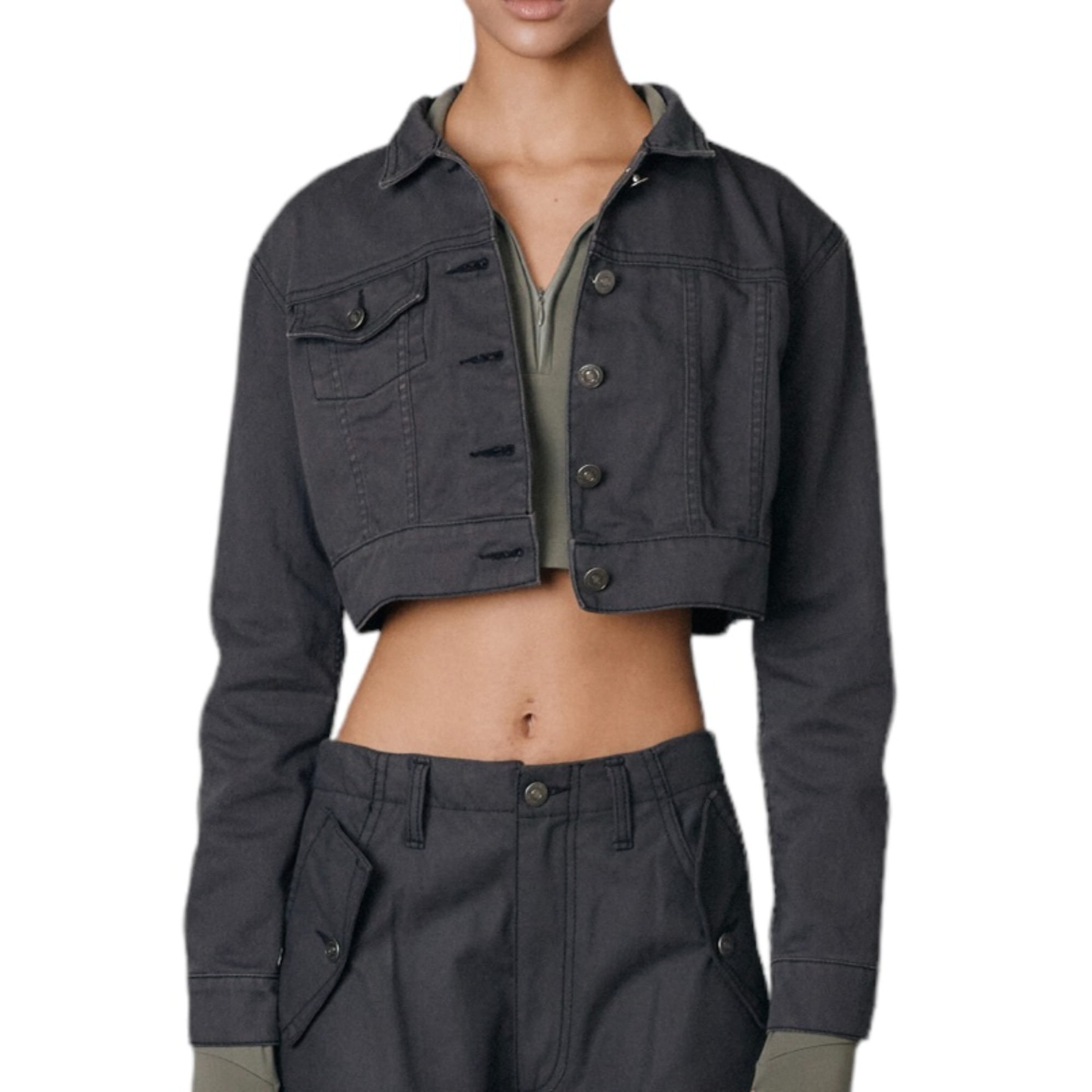 crop denim jacket (gray)