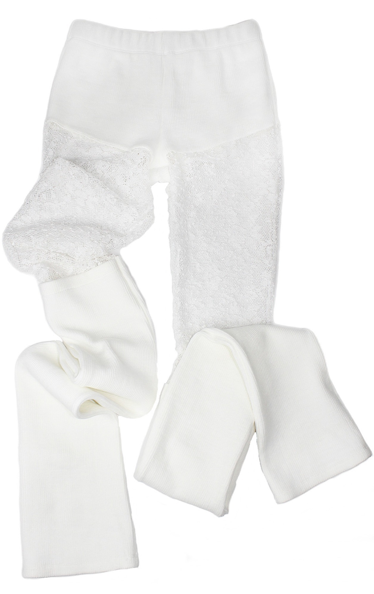 Lace loose socks leggings (White)