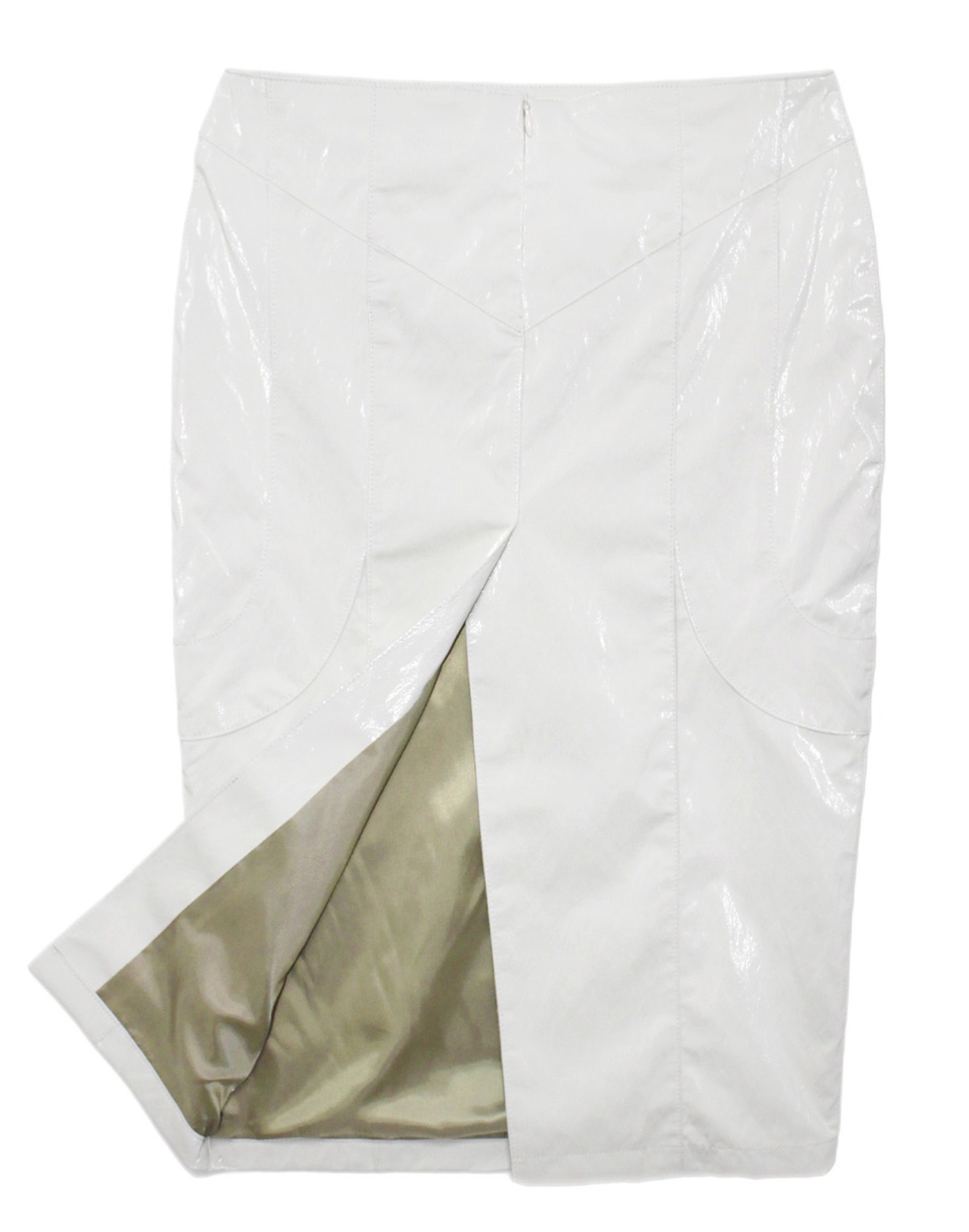Back slit long skirt (White)