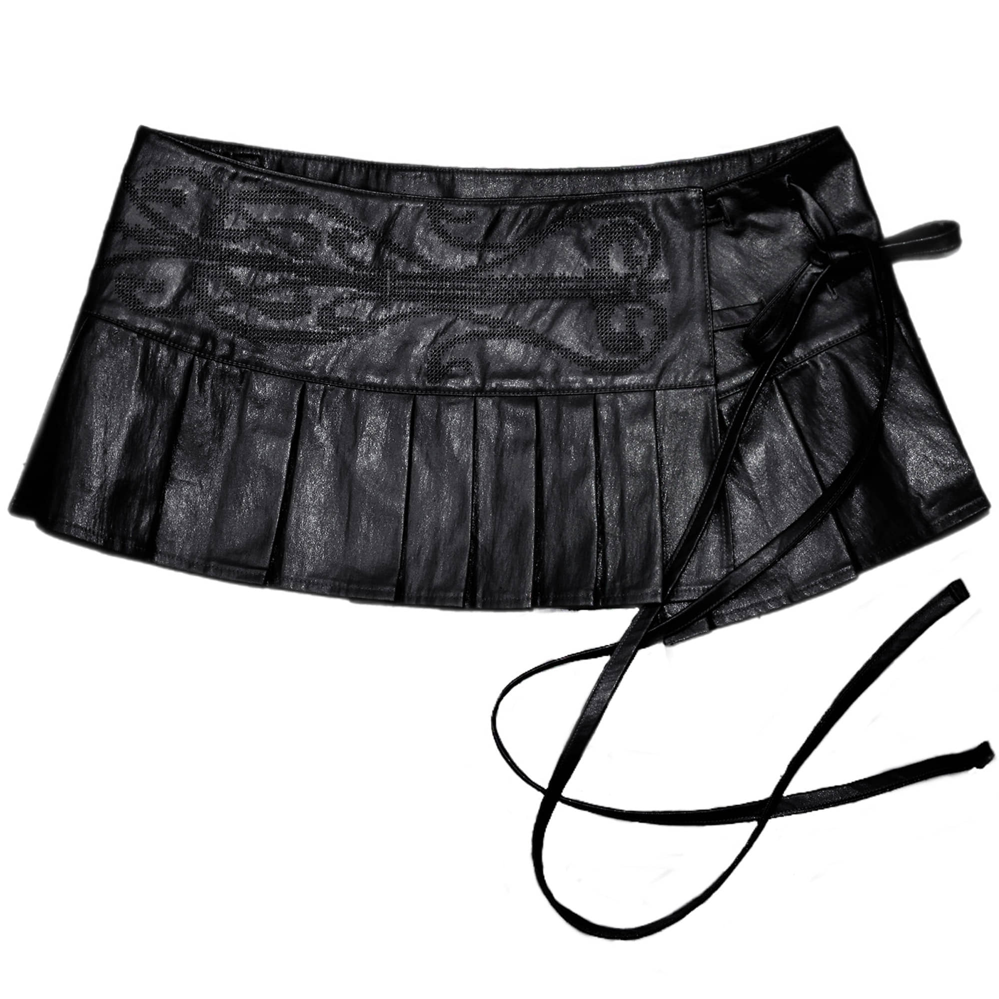 Embroidered pleated skirt (Black)