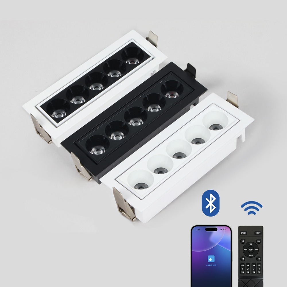 IOT 삼색변환 디밍 회전 COB 사각 멀티 매입등 - 블루투스앱 제어 가능한 조명 이미지