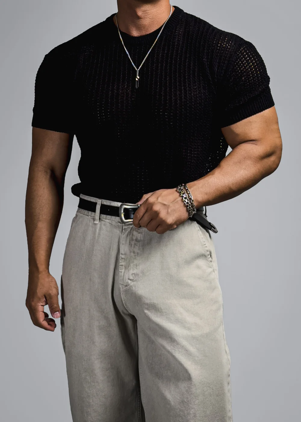 短袖T卹模特兒穿著圖片 - S1L49