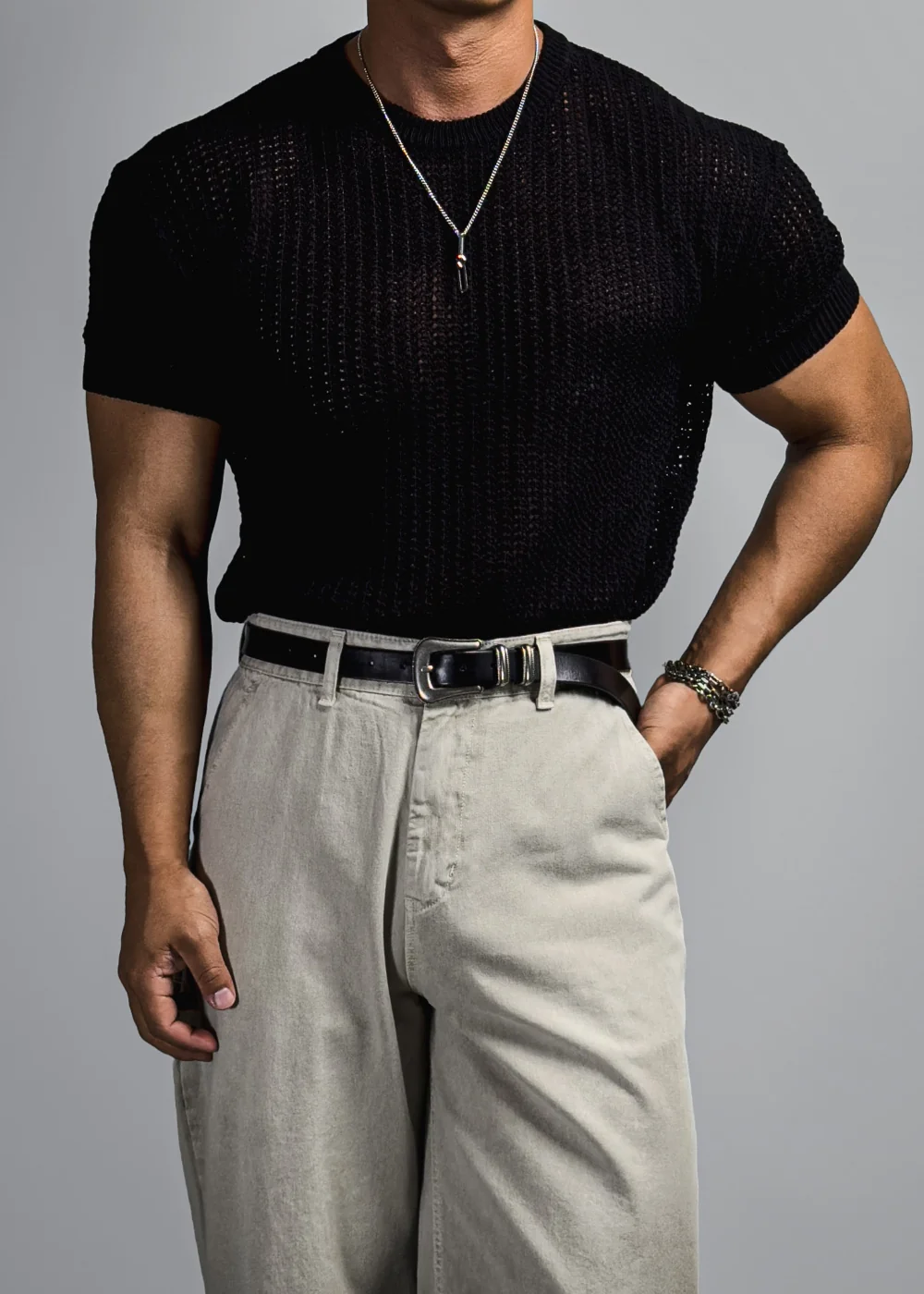 短袖T卹模特兒穿著圖片 - S1L45