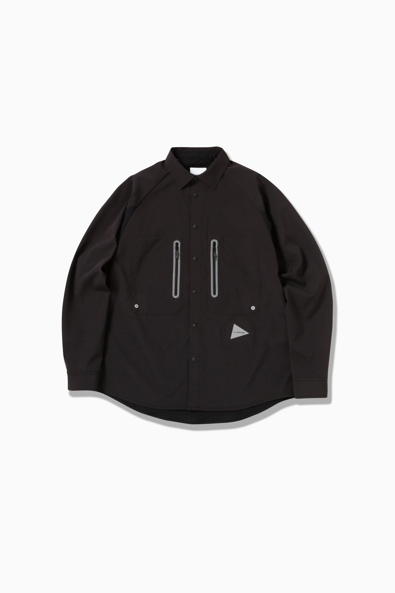 アンドワンダー long sleeve band collar shirt（and wander