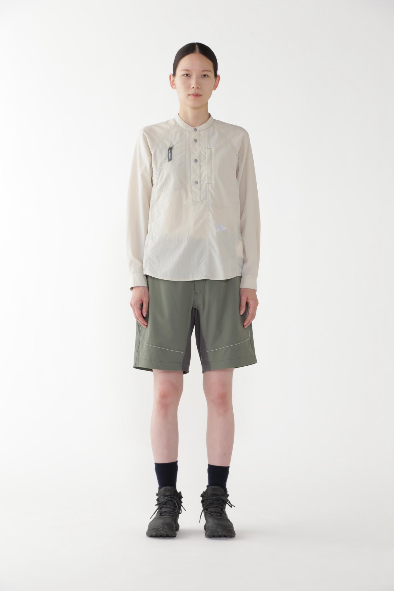 stretch rip band collar shirt - and wander