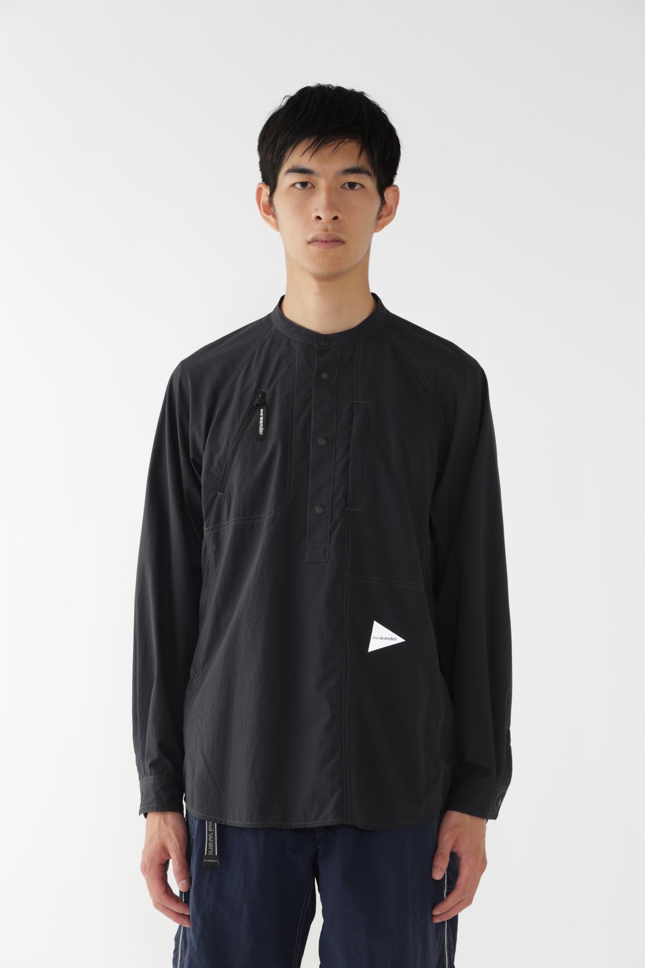 stretch rip band collar shirt - and wander