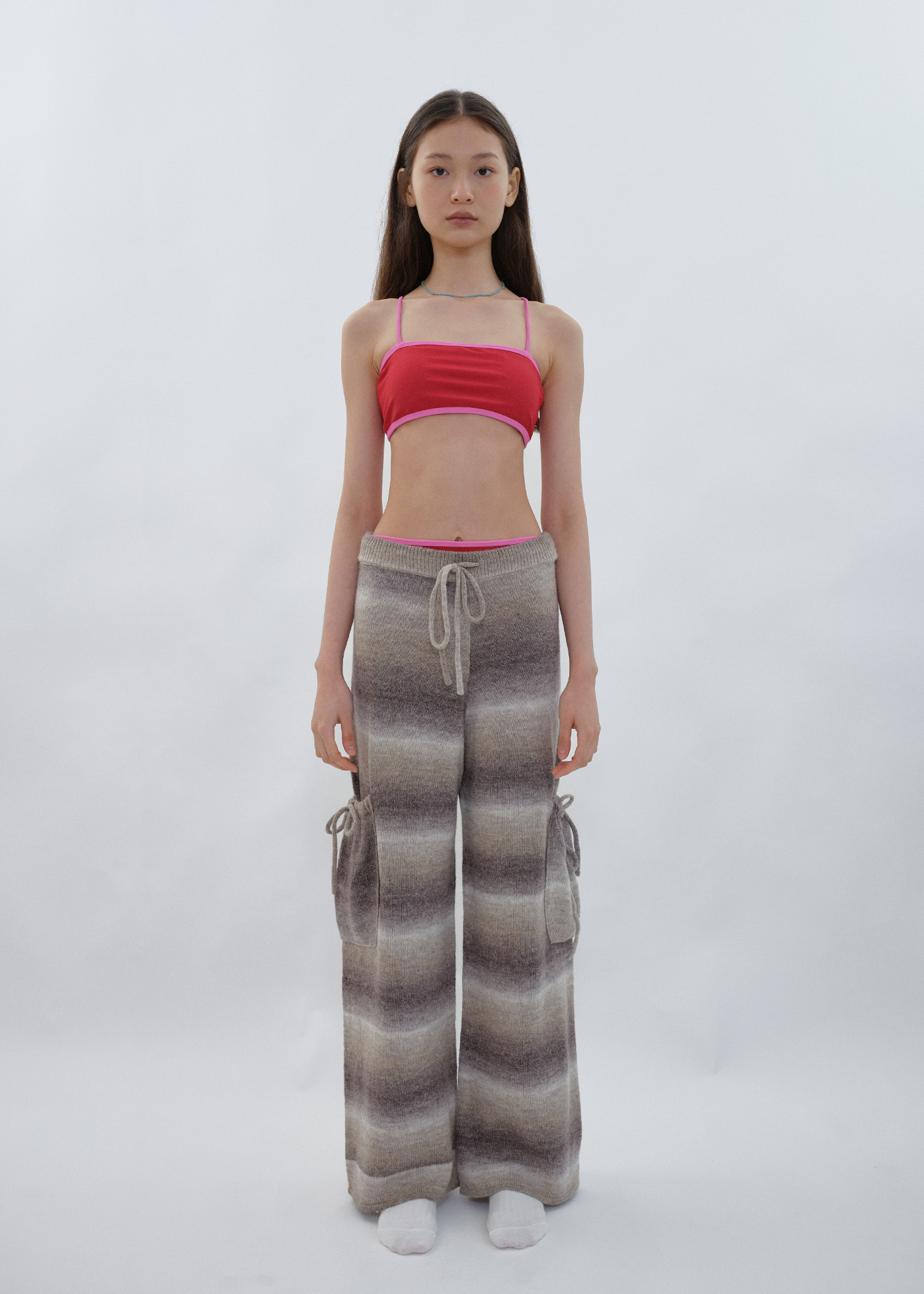 Hip-Hop Women Ribbon Wide-Leg Cargo Pants