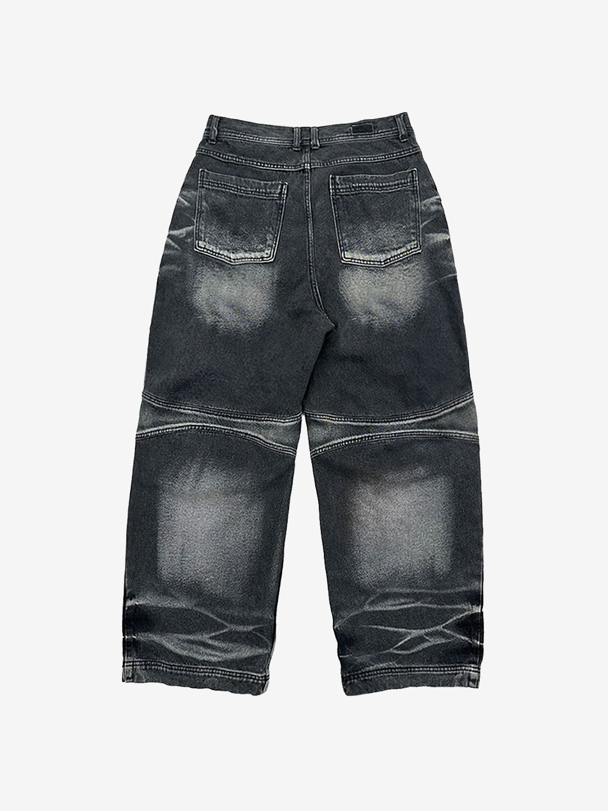 EMBOSSED WAVE WASHING WIDE DENIM PANTS BLUE - BLR 비엘알