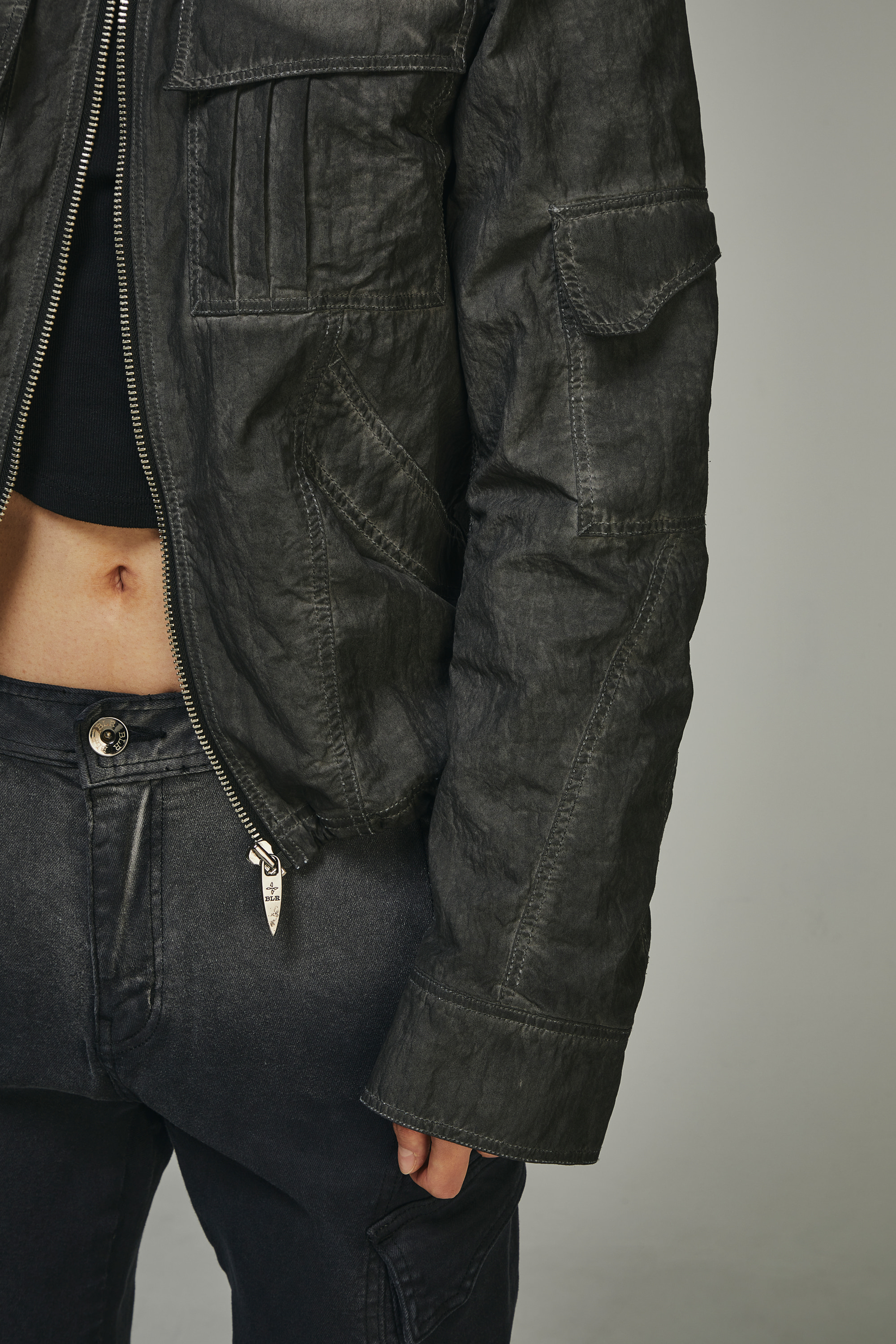 MUSINSA | BLR Dyed Multi-Pocket Nylon Work Jacket