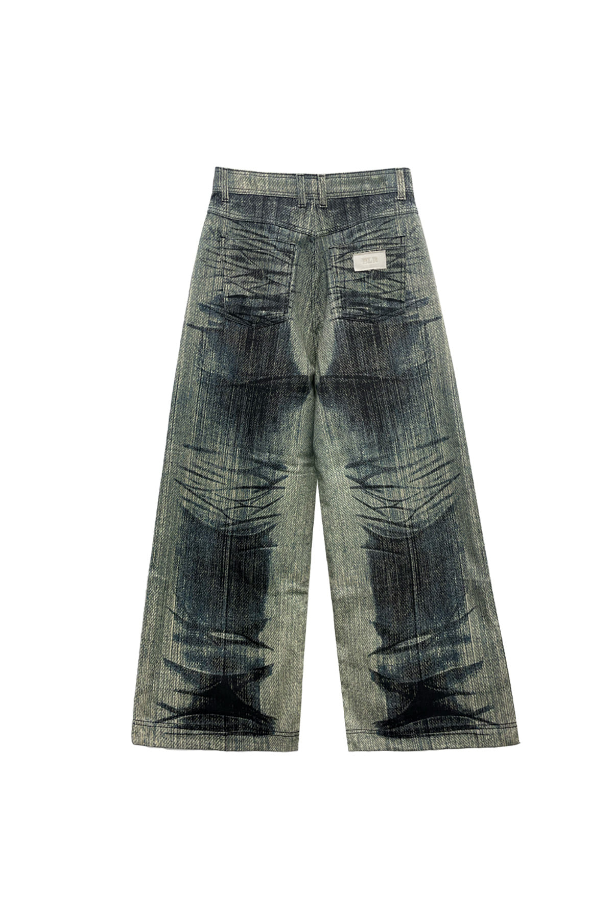 【BLR】Green Printed Wide Denim Pants 비엘알(BLR) Green Printed Wide Denim Pants - 사이즈 & 후기
