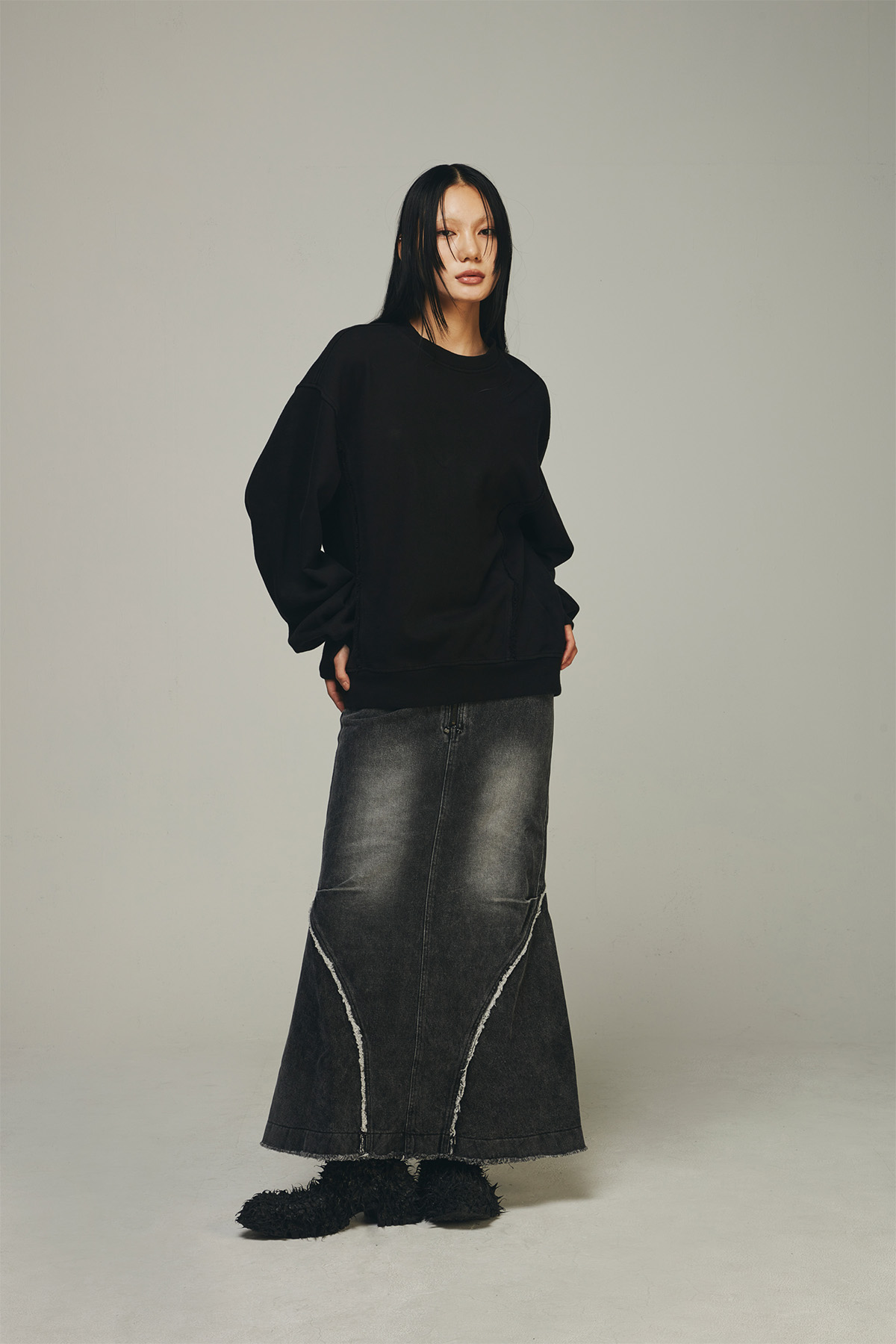 【BLR】Denim Wide Long Skirt BLACK MUSINSA | BLR Denim Wide Long Skirt