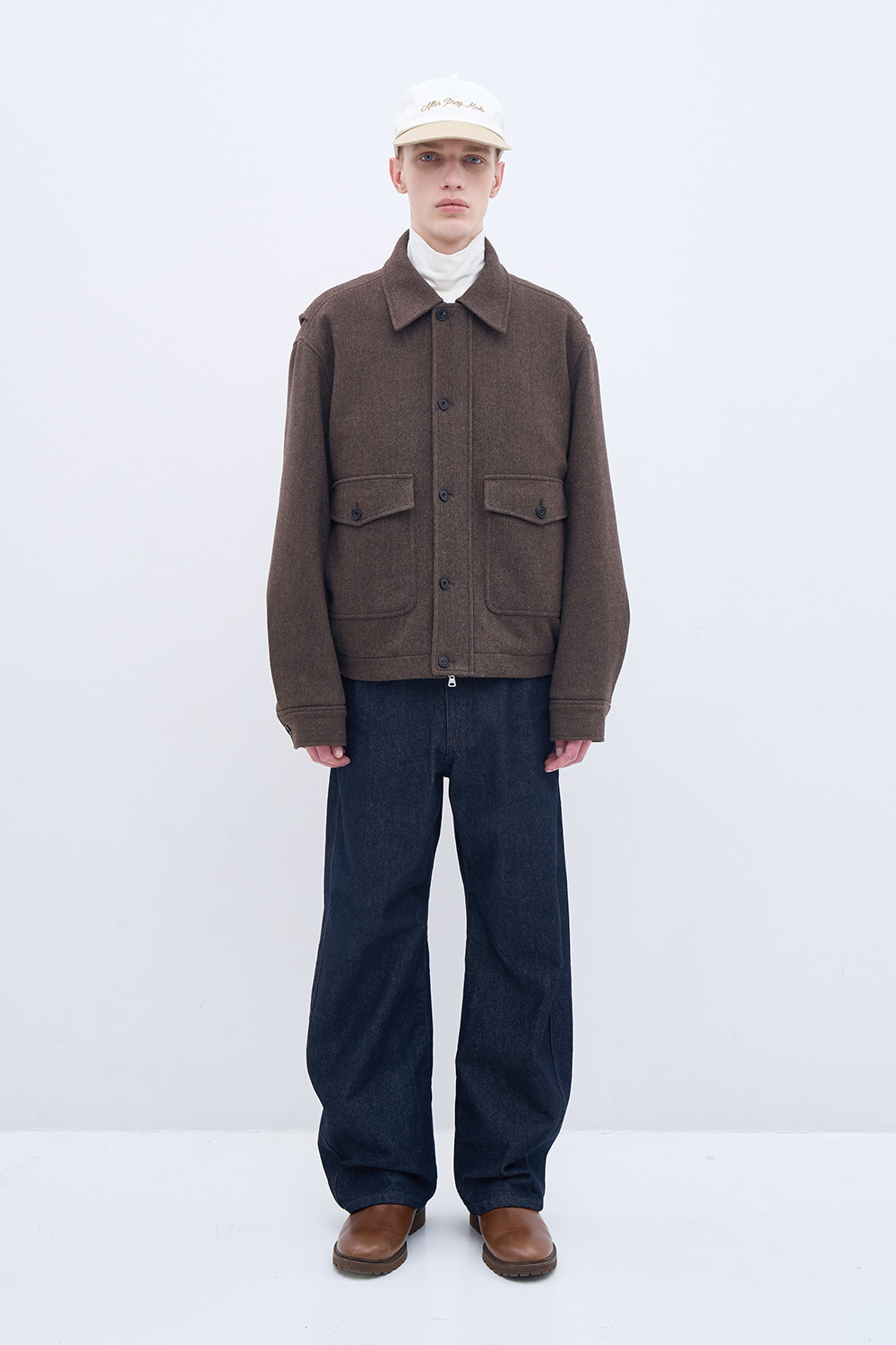 【AFTER PRAY】High-Neck Wool Blouson Brown Classic A-2 Wool Blouson Brown - AFTER PRAY