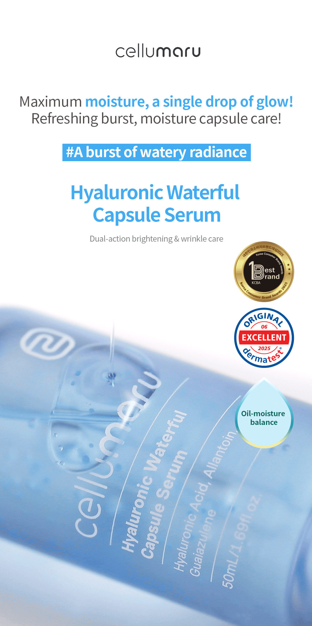 Hyaluronic Waterful Capsule Serum texture with oil moisture capsules
