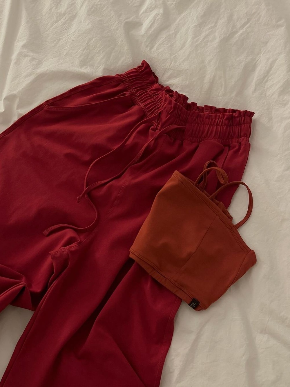 (2차) (*New color) Ruffle banding pants - deep red