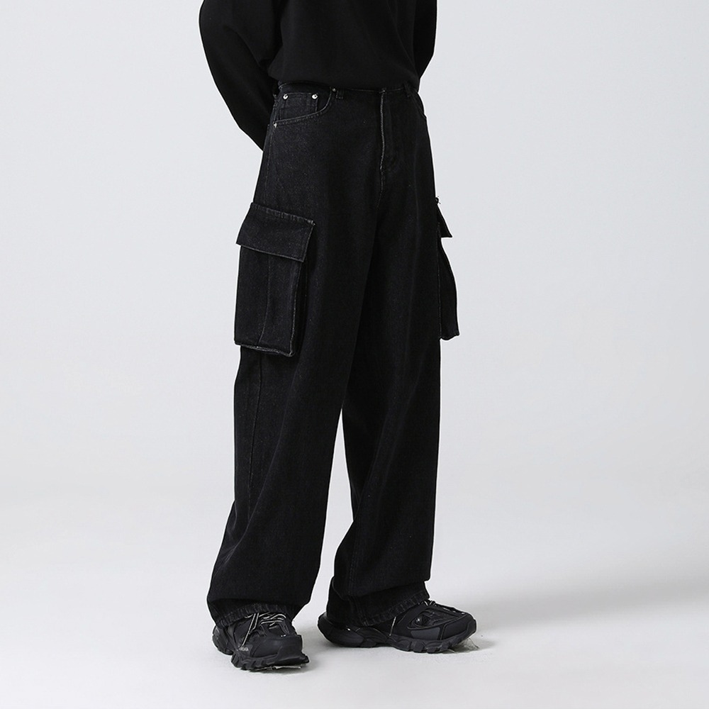 ☆AVANDRESS☆ real wide cargo pants BLACK AV41PT30BK AVANDRESS] real wide cargo pants BLACK - KATZ by LDF