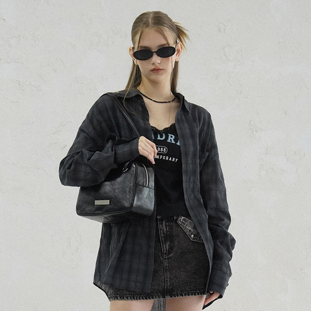 AVANDRESS] Smith Overfit Check Shirt CHARCOAL - KATZ by LDF