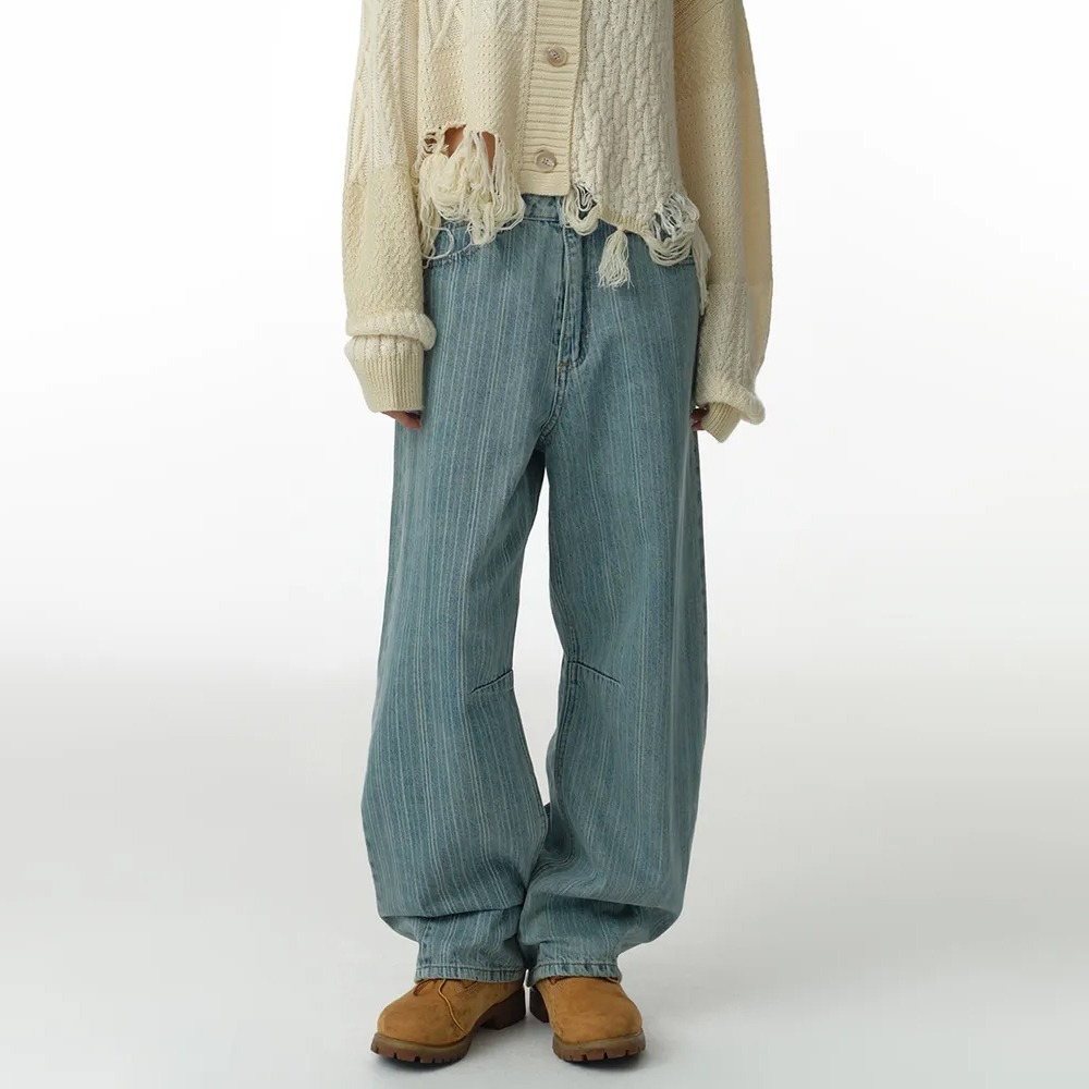 MILLO WOMEN ■ Stripe Ballon Jeans MILLO WOMEN] Stripe Balloon Jeans [Fade Blue] - KATZ by LDF