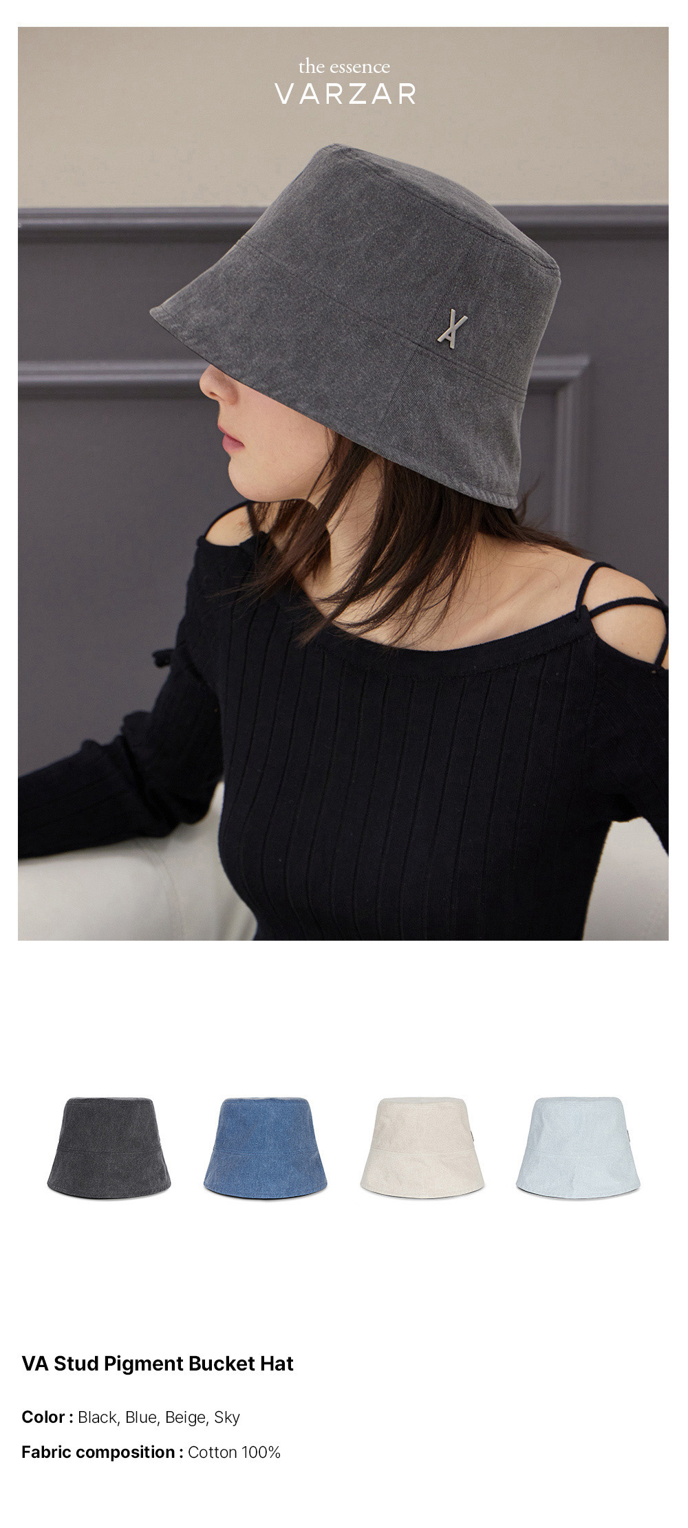 VARZAR] VA Stud Pigment Bucket Hat - KATZ by LDF
