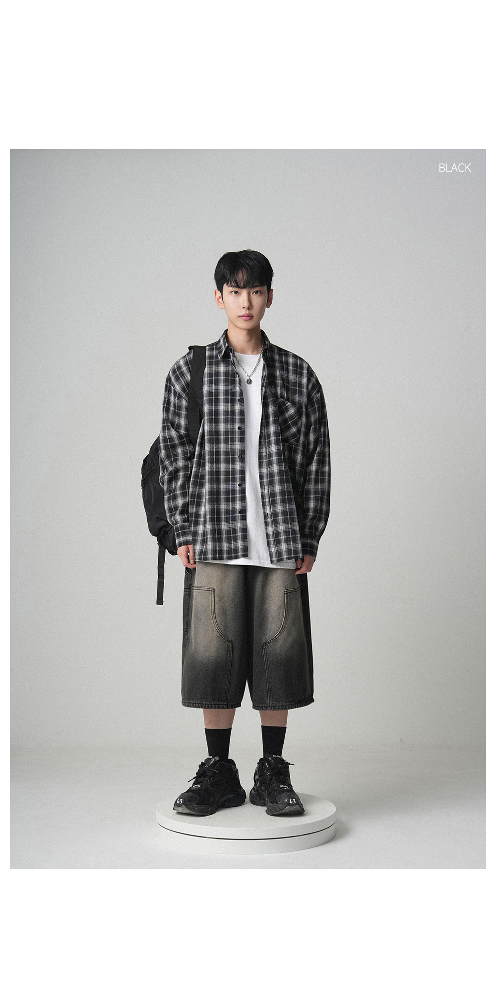 AVANDRESS ♥Smith Overfit Check Shirt/追跡付 MUSINSA | AVANDRESS Smith Overfit Check Shirt BLACK