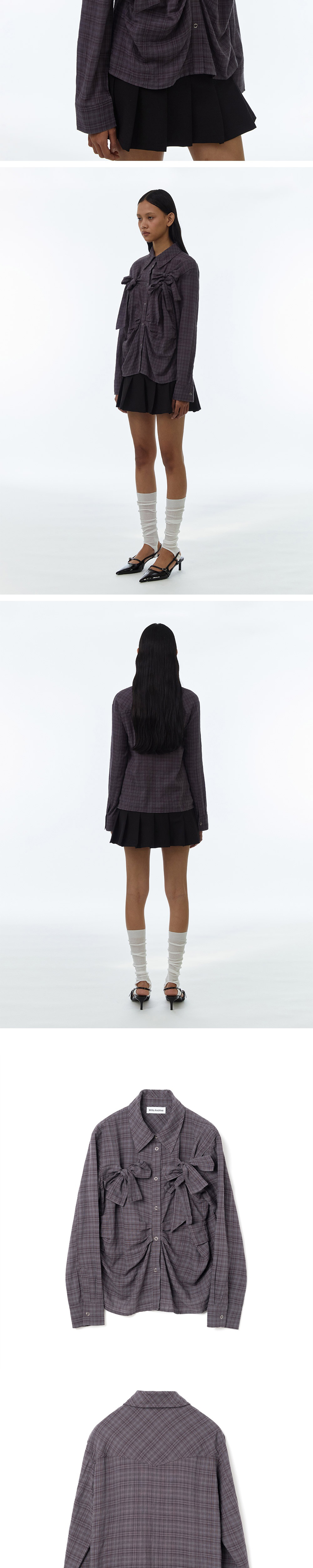MILLO WOMEN] Ribbon Tie Shirt [Vintage Purple] - KATZ by LDF