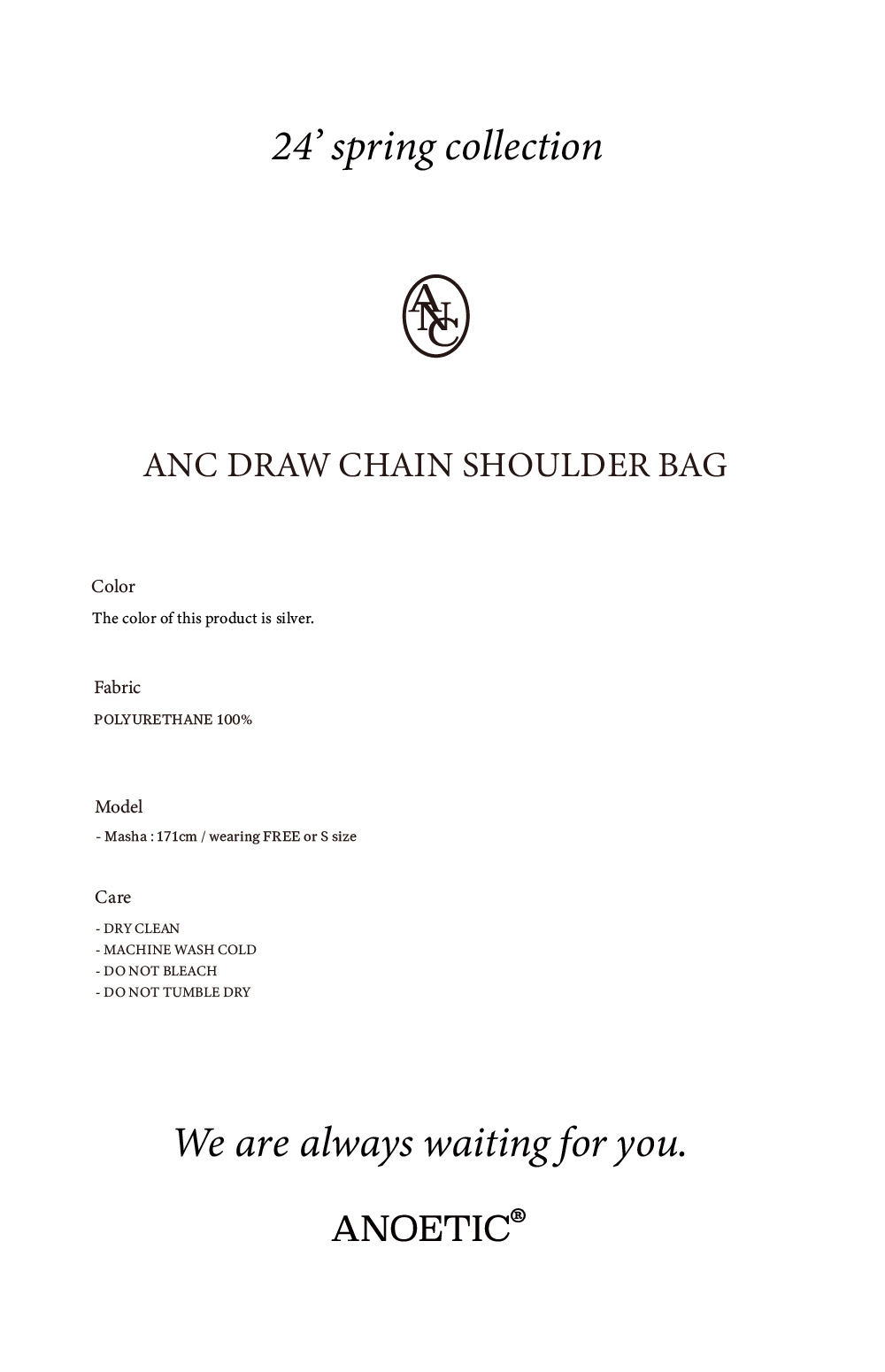 ANOETIC] ANC DRAW CHAIN SHOULDER BAG_SILVER - KATZ by LDF