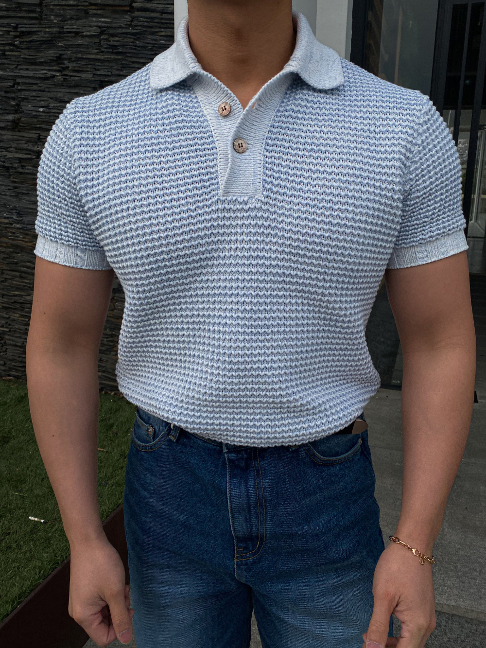 반팔 티셔츠 모델 착용 이미지-S1L77